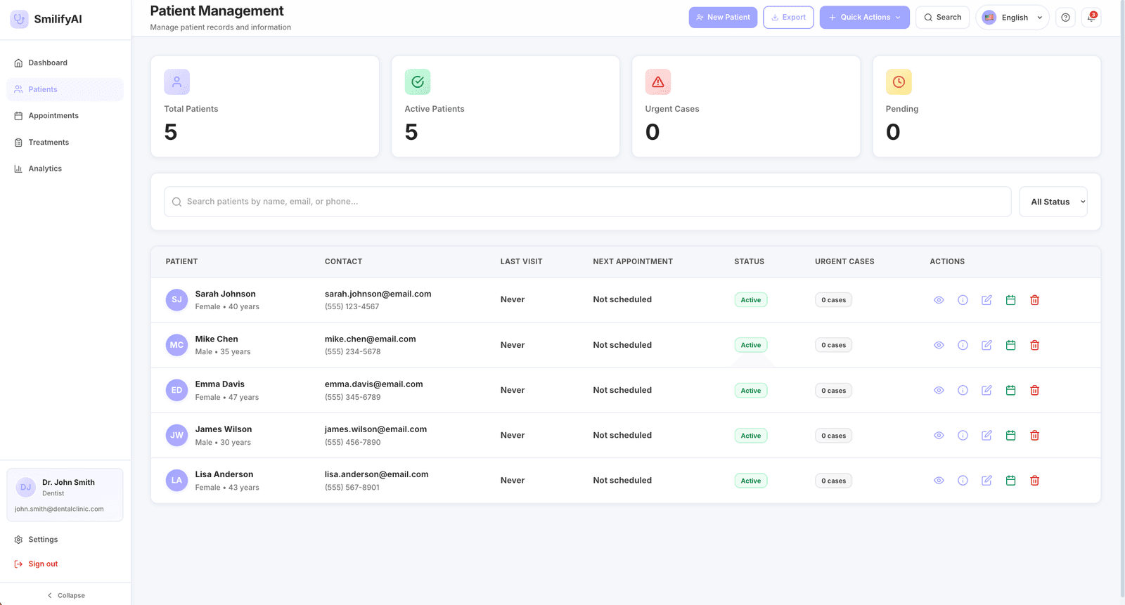 AI-Powered Dental Health Platform, Patient management with visit history and follow-ups